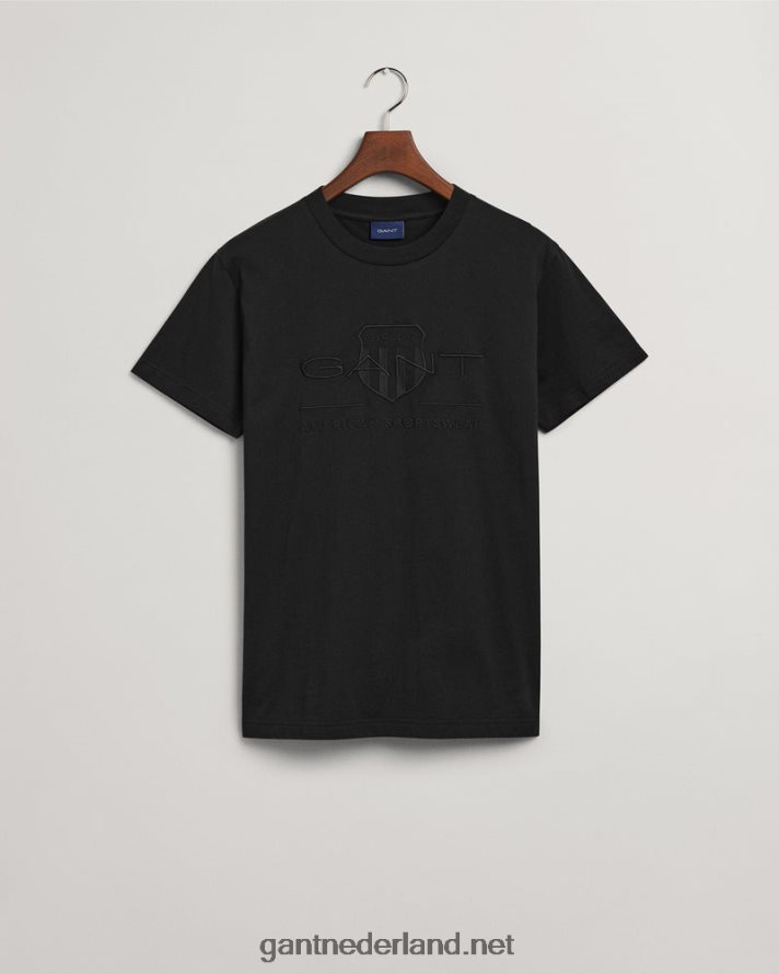 GANT Heren zwart T-shirt met tonaal archiefschild R48460174
