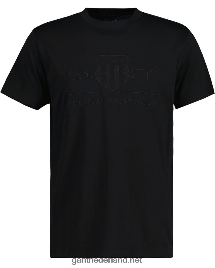 GANT Heren zwart T-shirt met tonaal archiefschild R48460174