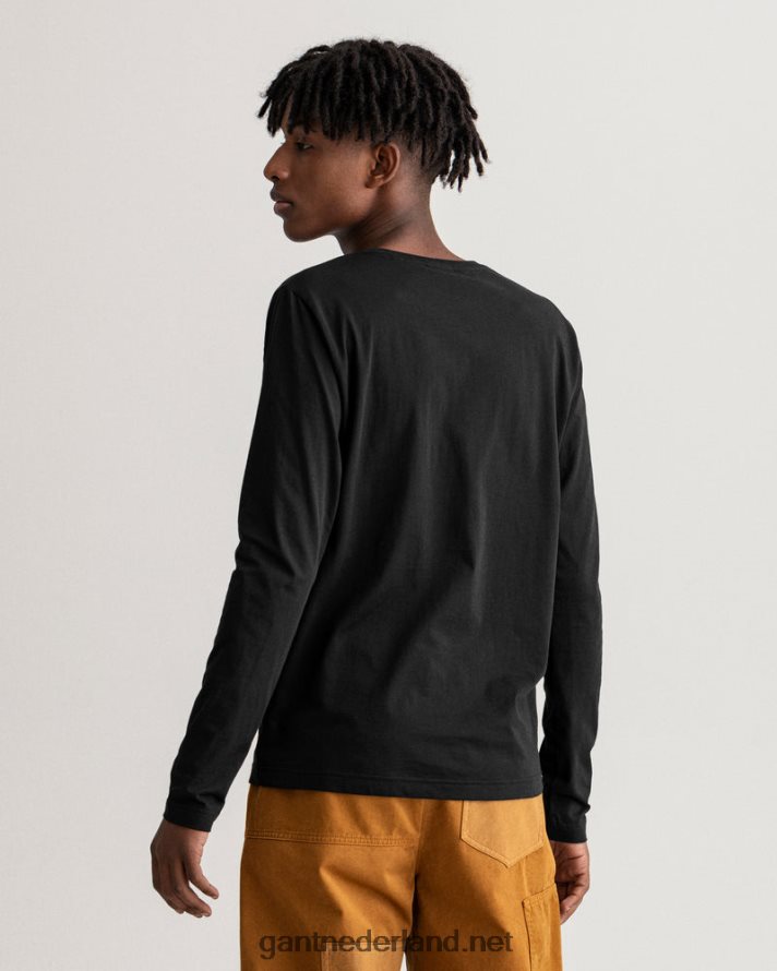 GANT Heren zwart archief schild t-shirt met lange mouwen R48460150