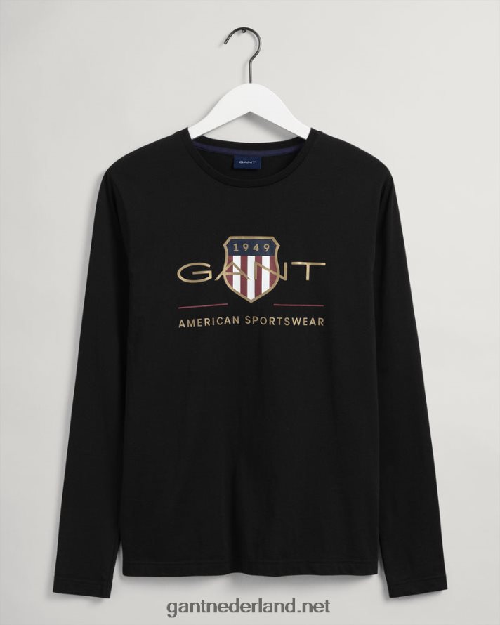 GANT Heren zwart archief schild t-shirt met lange mouwen R48460150