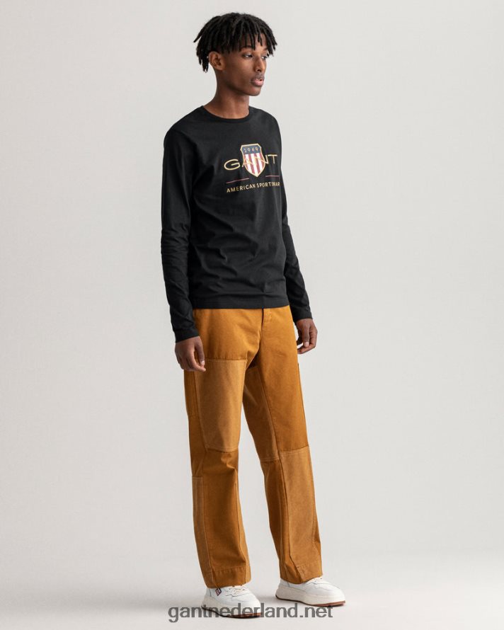 GANT Heren zwart archief schild t-shirt met lange mouwen R48460150