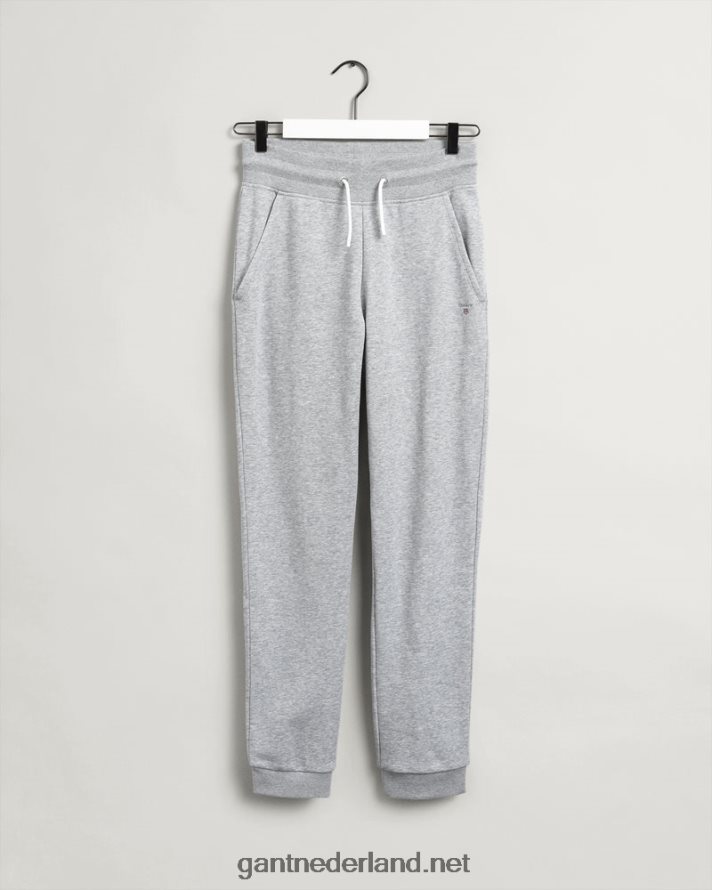 GANT jeugd lichtgrijs gemêleerd originele joggingbroek voor tieners R48460826