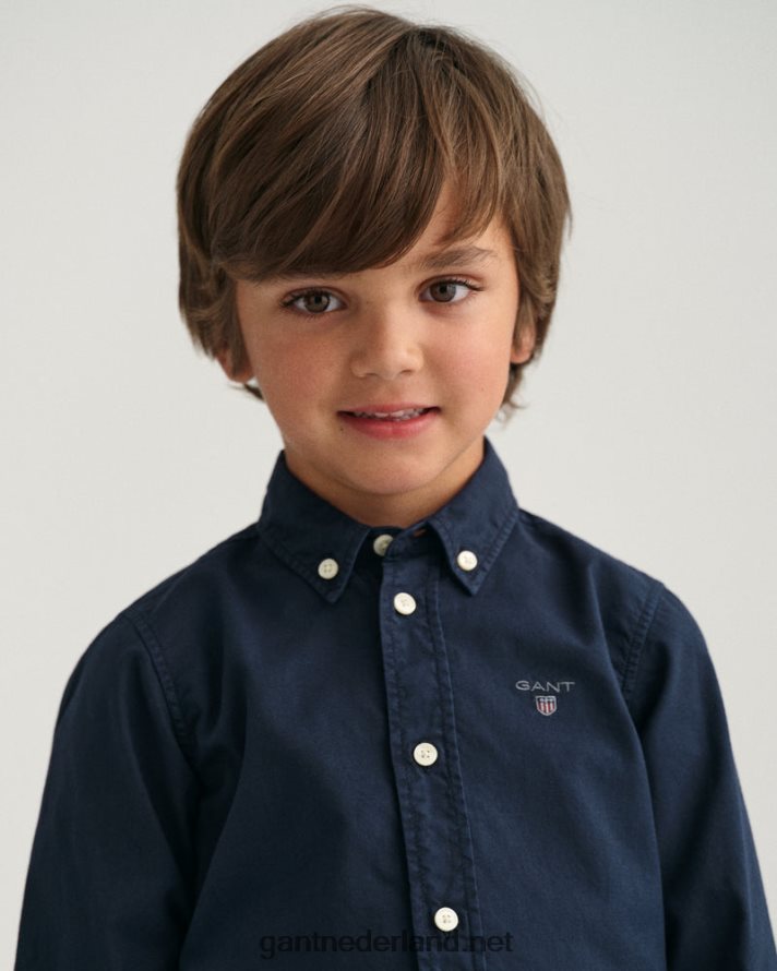 GANT jeugd avond blauw katoenen twill overhemd voor jongens R48460831