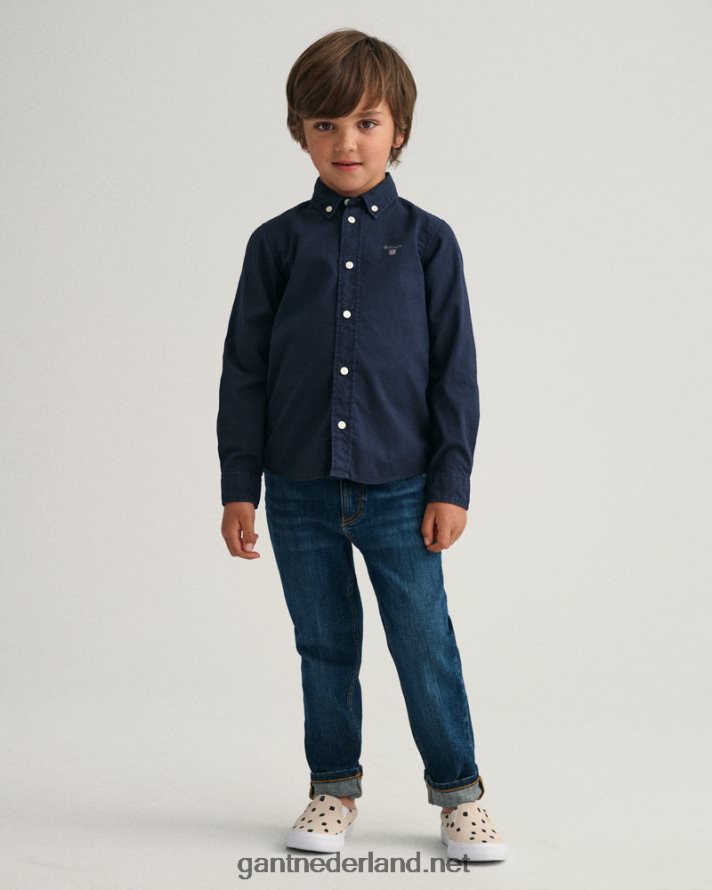 GANT jeugd avond blauw katoenen twill overhemd voor jongens R48460831
