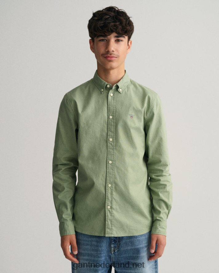 GANT jeugd eucalyptus groen katoenen twill overhemd voor tienerjongens R48460833
