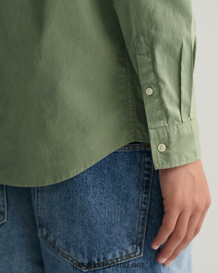 GANT jeugd eucalyptus groen katoenen twill overhemd voor tienerjongens R48460833