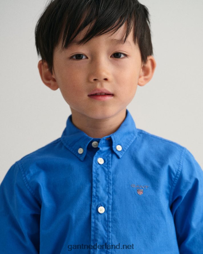 GANT jeugd paleis blauw katoenen twill overhemd voor jongens R48460835