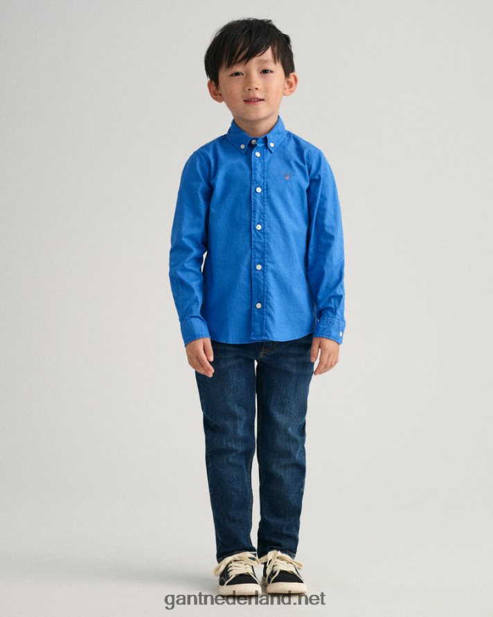 GANT jeugd paleis blauw katoenen twill overhemd voor jongens R48460835