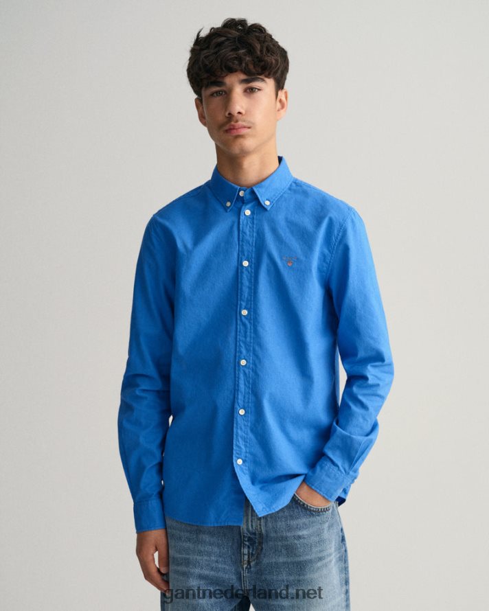GANT jeugd paleis blauw katoenen twill overhemd voor tienerjongens R48460832