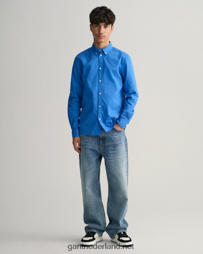 GANT jeugd paleis blauw katoenen twill overhemd voor tienerjongens R48460832