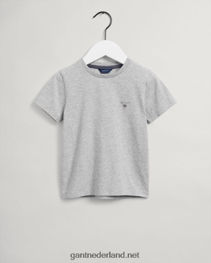 GANT jeugd lichtgrijs gemêleerd origineel t-shirt voor kinderen R48460805