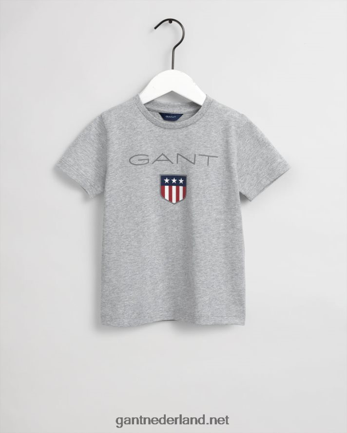 GANT jeugd lichtgrijs gemêleerd schild t-shirt voor kinderen R48460797
