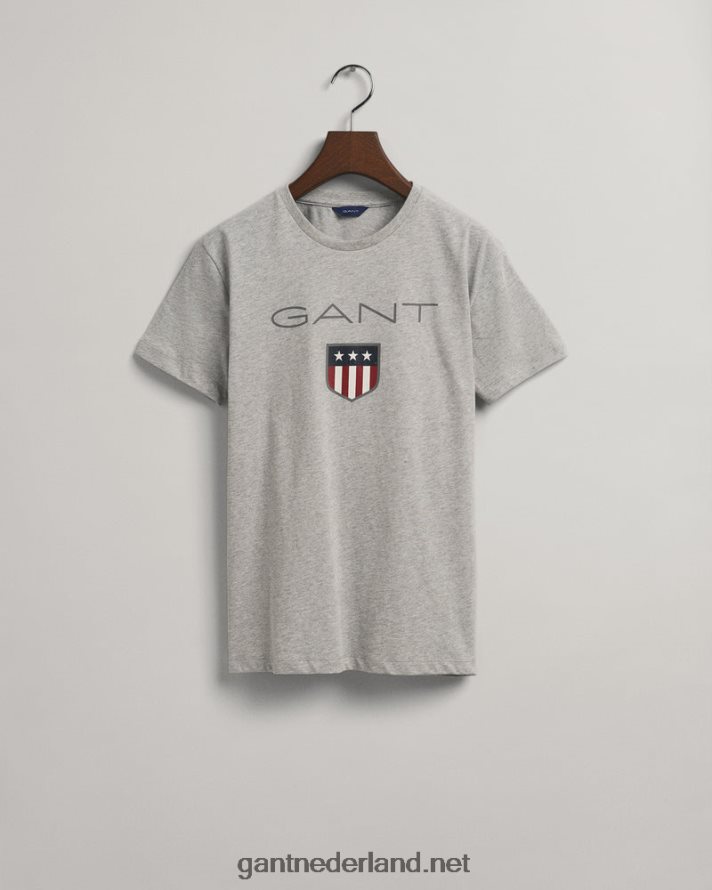 GANT jeugd lichtgrijs gemêleerd schild t-shirt voor tieners R48460800