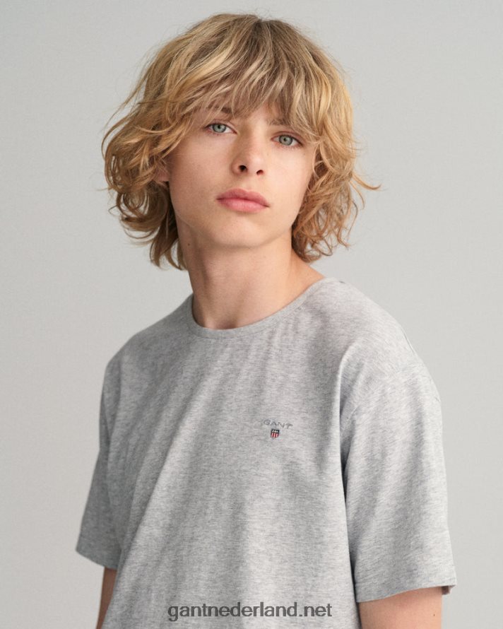 GANT jeugd lichtgrijs gemêleerd tieners originele t-shirt R48460798
