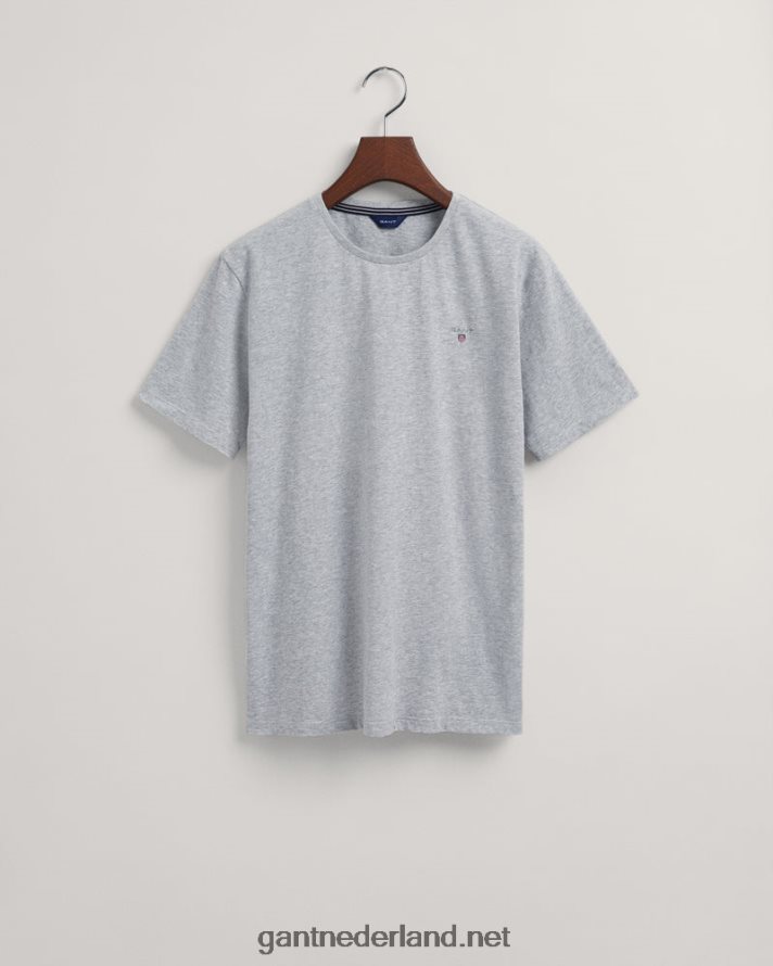 GANT jeugd lichtgrijs gemêleerd tieners originele t-shirt R48460798