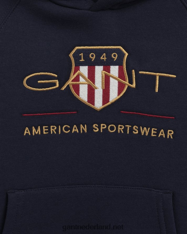 GANT jeugd avond blauw hoodie met schild voor kinderen R48460861