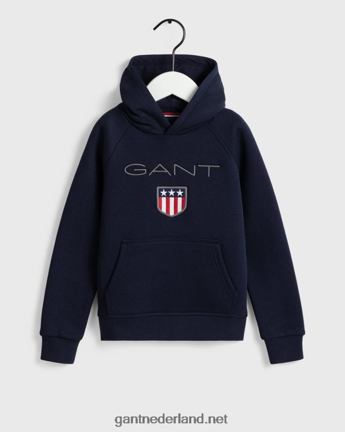 GANT jeugd avond blauw hoodie met schild voor kinderen R48460867