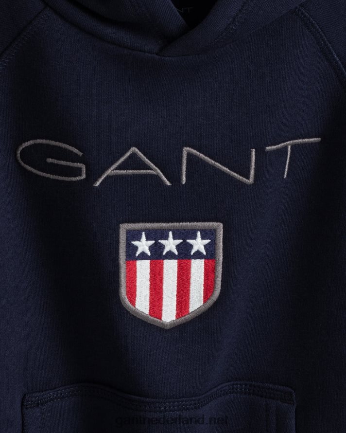 GANT jeugd avond blauw hoodie met schild voor kinderen R48460867
