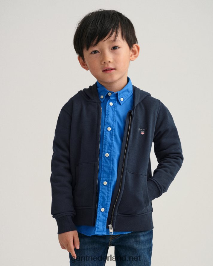 GANT jeugd avond blauw originele hoodie met ritssluiting voor kinderen R48460856
