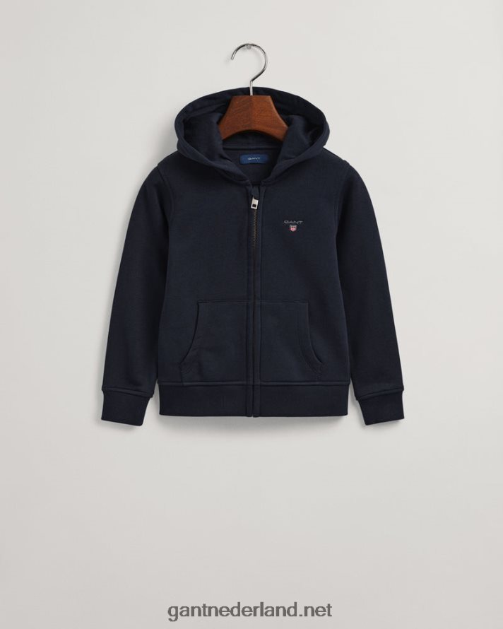 GANT jeugd avond blauw originele hoodie met ritssluiting voor kinderen R48460856