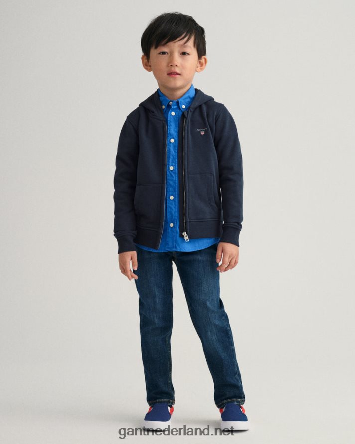 GANT jeugd avond blauw originele hoodie met ritssluiting voor kinderen R48460856