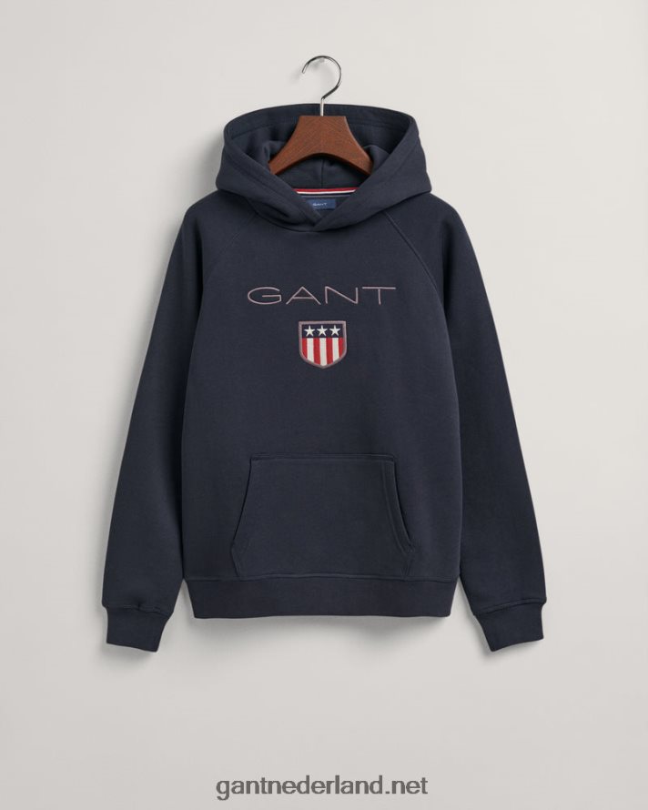 GANT jeugd avond blauw schild hoodie voor tieners R48460841