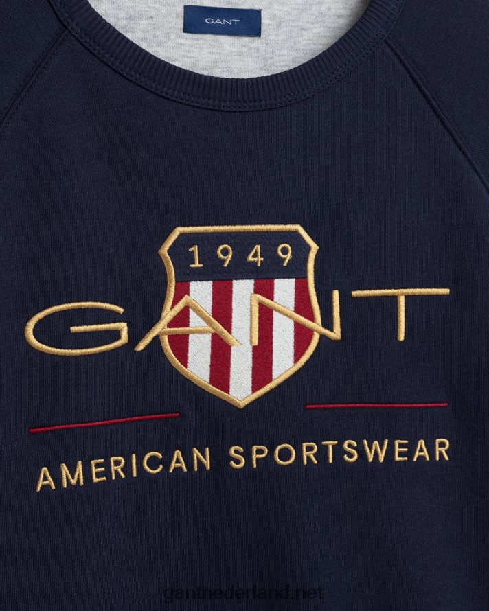 GANT jeugd avond blauw tieners archive shield sweatshirt met ronde hals R48460850