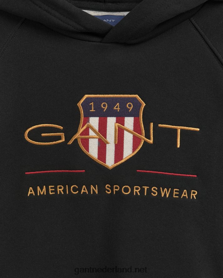 GANT jeugd zwart hoodie met schild voor tieners R48460848