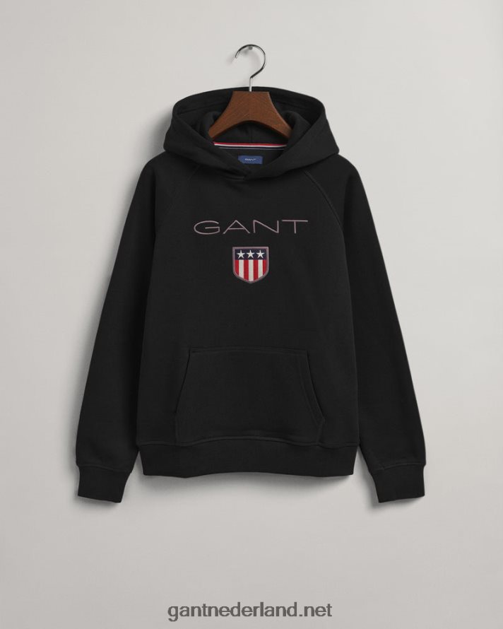 GANT jeugd zwart schild hoodie voor tieners R48460846