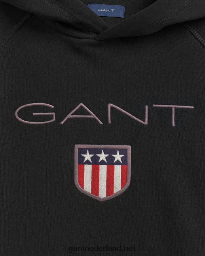 GANT jeugd zwart schild hoodie voor tieners R48460846