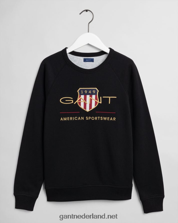 GANT jeugd zwart tieners archive shield sweatshirt met ronde hals R48460849