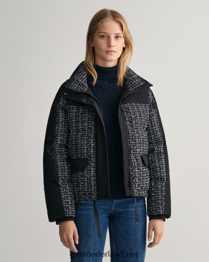 GANT vrouwen ebbenhout zwart tweed donsjack R48460754