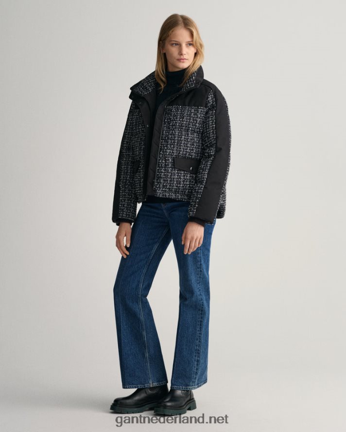 GANT vrouwen ebbenhout zwart tweed donsjack R48460754