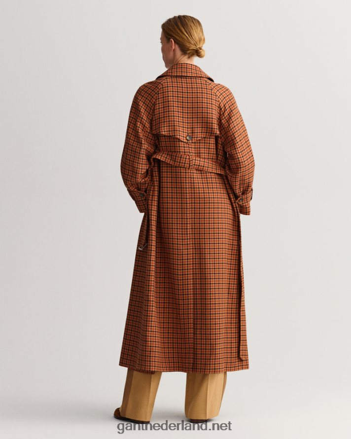 GANT vrouwen gouden sinaasappel geruite trenchcoat R48460763