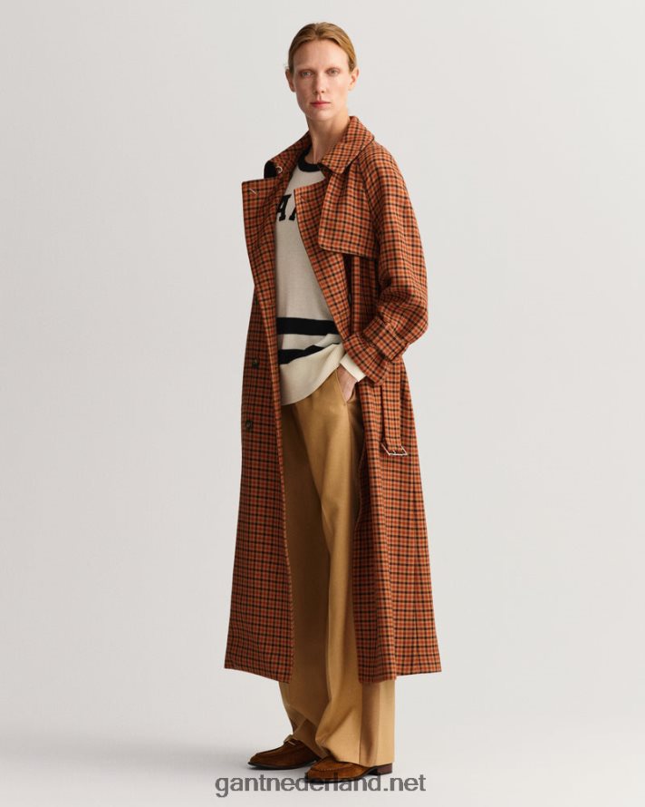 GANT vrouwen gouden sinaasappel geruite trenchcoat R48460763