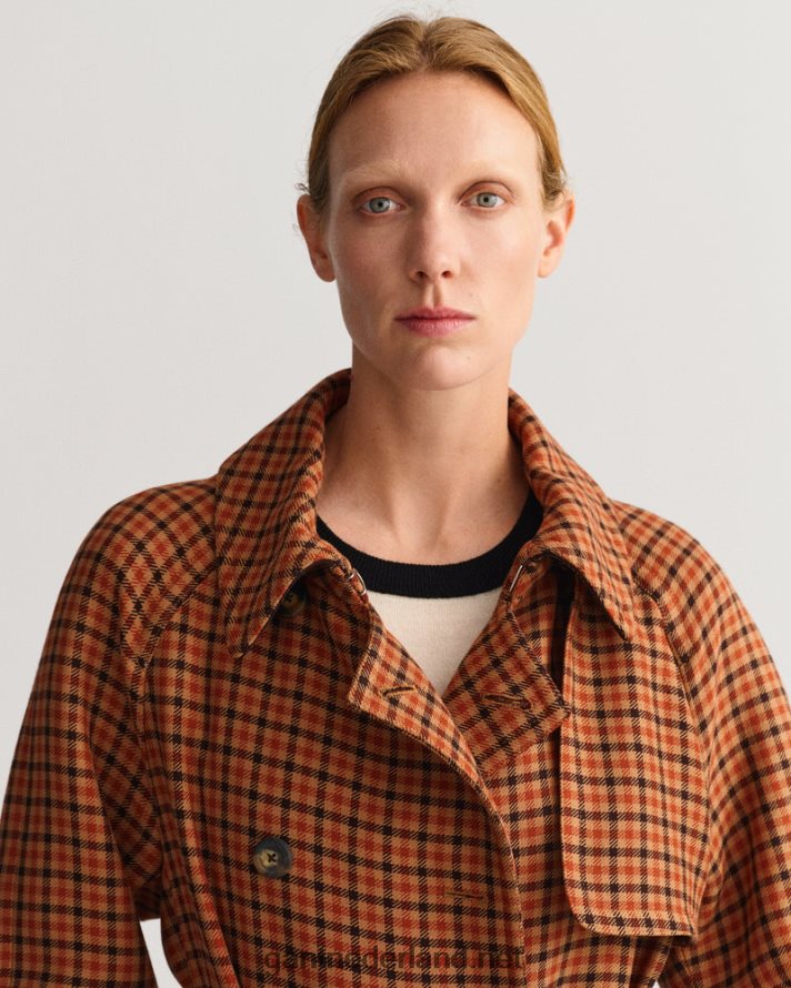 GANT vrouwen gouden sinaasappel geruite trenchcoat R48460763