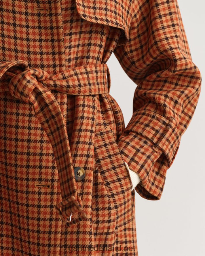 GANT vrouwen gouden sinaasappel geruite trenchcoat R48460763