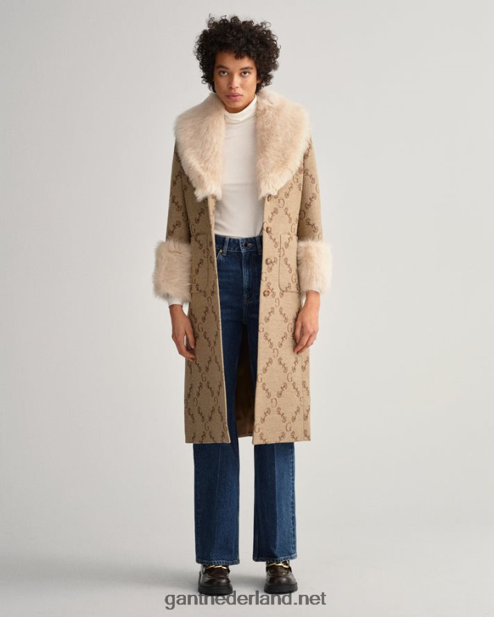 GANT vrouwen toffee-beige g monogram jacquard jas R48460758