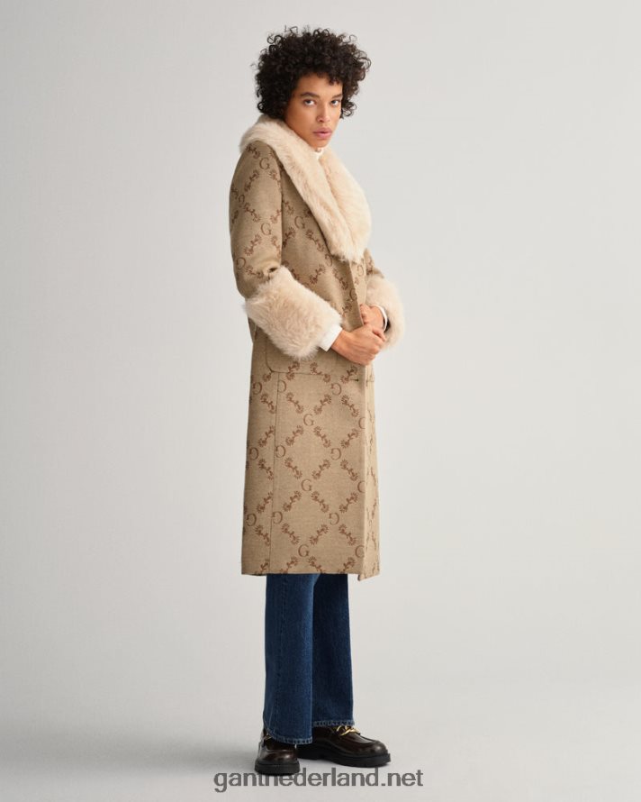 GANT vrouwen toffee-beige g monogram jacquard jas R48460758
