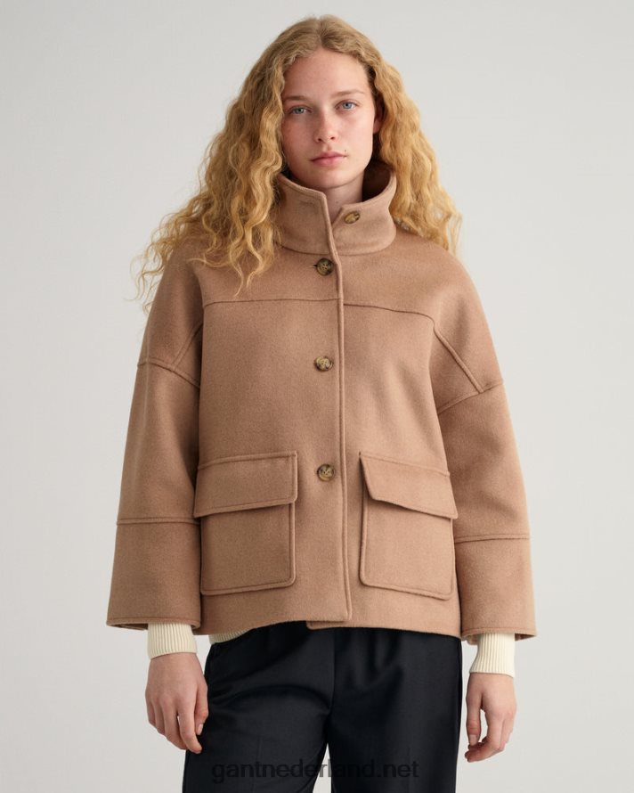 GANT vrouwen warme kaki cropped jack van wolmix R48460755