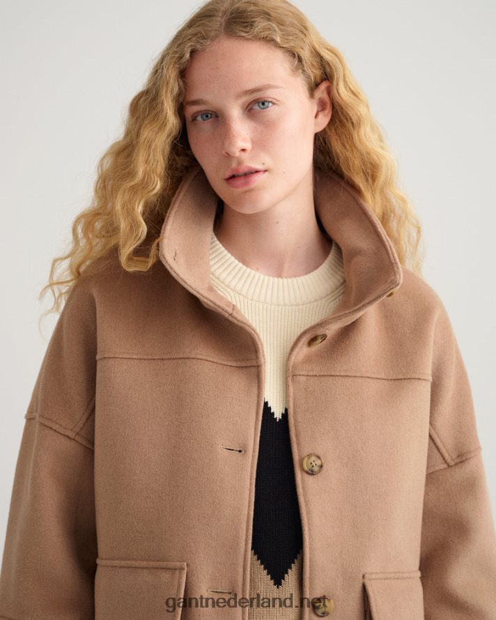 GANT vrouwen warme kaki cropped jack van wolmix R48460755