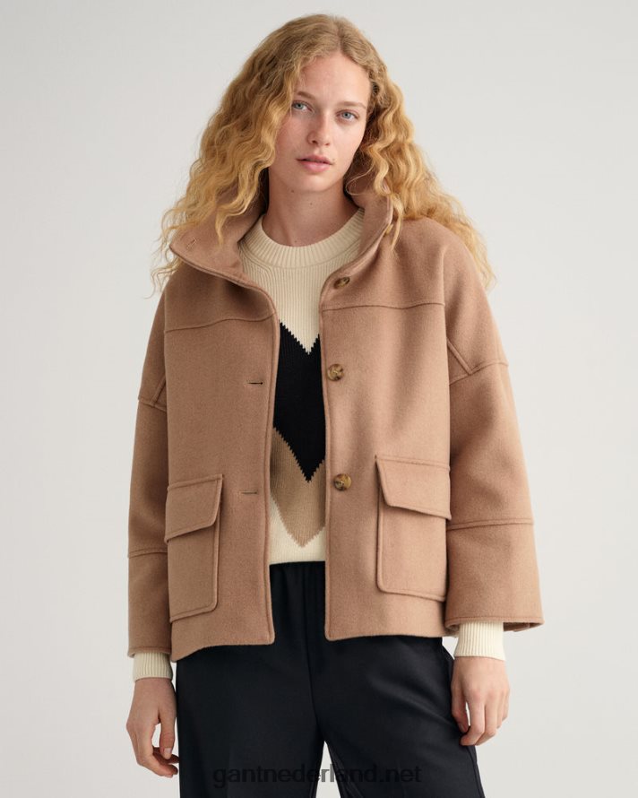 GANT vrouwen warme kaki cropped jack van wolmix R48460755