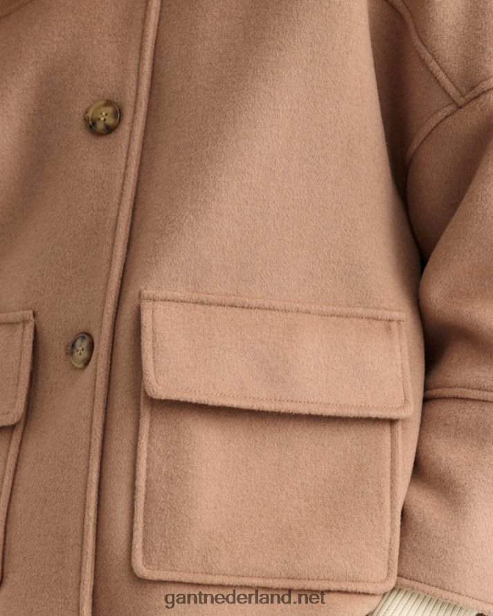 GANT vrouwen warme kaki cropped jack van wolmix R48460755