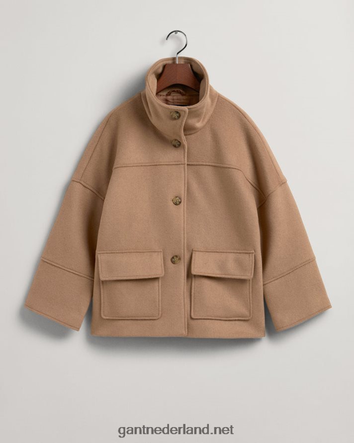 GANT vrouwen warme kaki cropped jack van wolmix R48460755