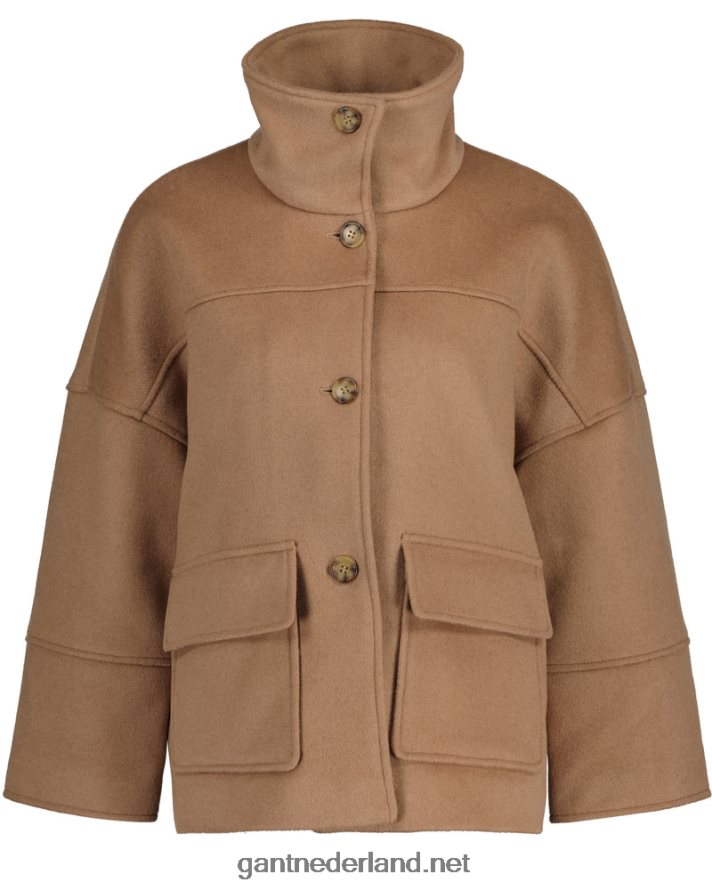 GANT vrouwen warme kaki cropped jack van wolmix R48460755