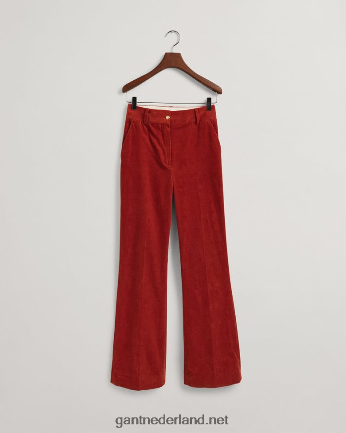 GANT vrouwen donkere oker hoog getailleerde flare corduroy broek R48460738