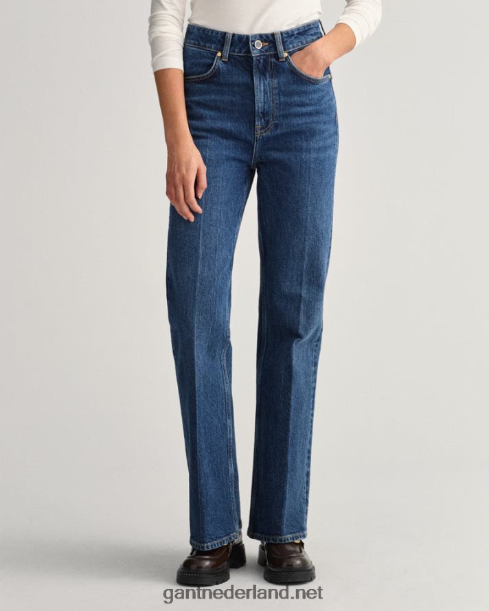 GANT vrouwen midden blauw flare jeans met hoge taille R48460740