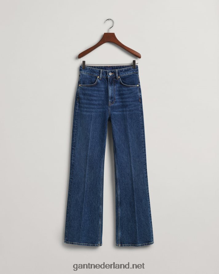 GANT vrouwen midden blauw flare jeans met hoge taille R48460740