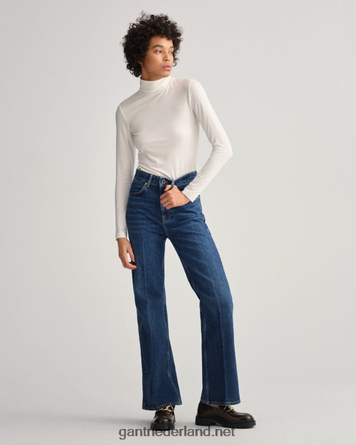 GANT vrouwen midden blauw flare jeans met hoge taille R48460740