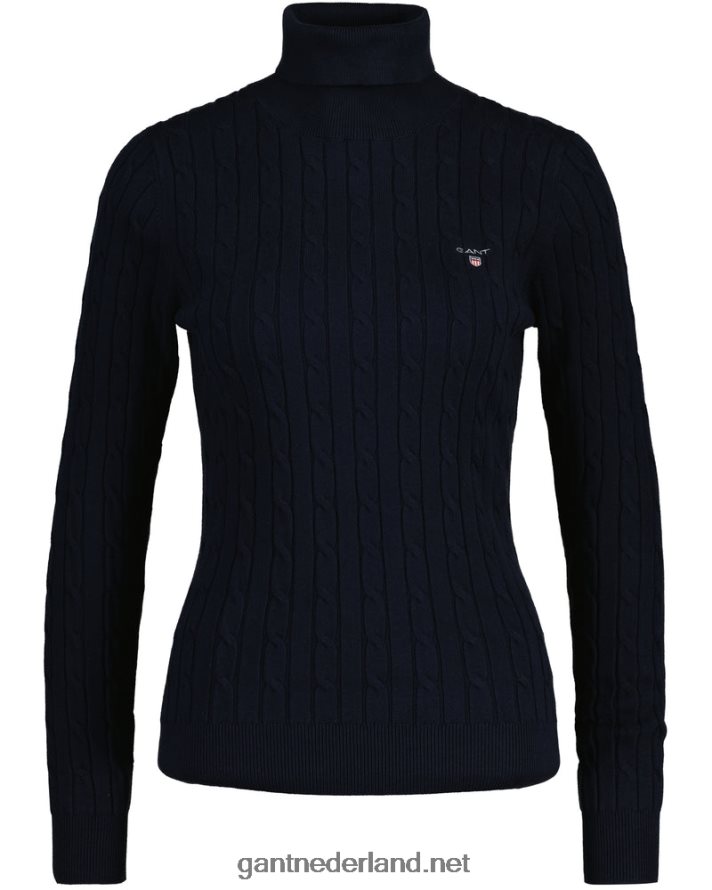 GANT vrouwen avond blauw coltrui van stretchkatoen met kabel R48460703